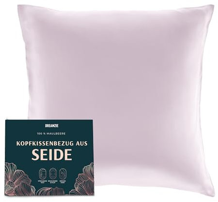 DREAMZIE Seidenkissenbezug 40x40 cm für Haar und Haut, Kissenbezüge Seide 19 Momme (Flieder, 1 Stück)