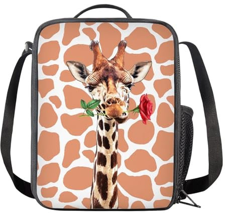 SEANATIVE Lunchbox für Kinder, Giraffenmotiv, niedliches Camouflage-Muster, mit Schultergurt