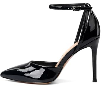 Rio Fiore Pumps Damen, Schwarz/Silber, Stöckelschuhe mit 8.5cm Absatz, Riemchenpumps, Stiletto, High Heels D594-S1835