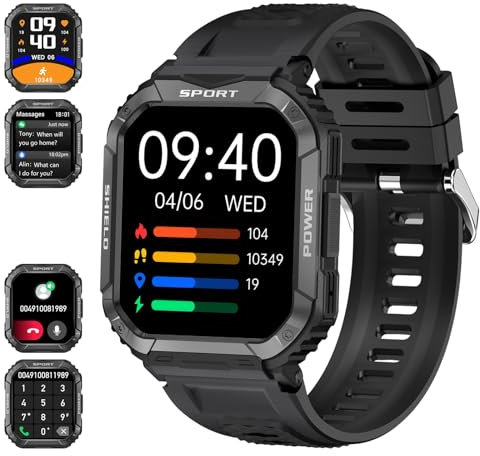 Smartwatch Uomo Con Chiamate e Assistente Vocale, Orologio Fitness Con Contapassi, Cardiofrequenzimetro, SpO2, Sonno, Impermeabil IP68, Notifiche Messaggi per Android iOS