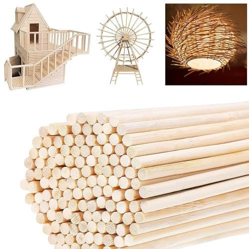 150 Stück Holzstäbchen Rund, 30 cm x 4 mm Holzstäbchen, Holzstäbe Rund, Bambusstäbe zum Basteln, Lange Holzstäbchen für Heimwerker, für Handwerk und Heimwerker
