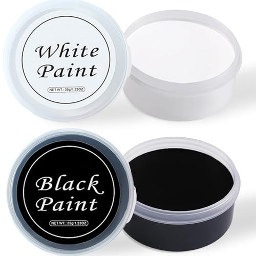 White Face Body Paint Set,2Pcs Face Paint Black+White,High Pigment Oil-Based Cosmetic Paint, Special Effects Makeup Kit,Non Toxic Face Painting Kits for Full Coverage Face paint Make Up for Halloween