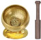 DiDiBirDi Tibetische Klangschale 8cm mit Schlägel und gelbes Ring-Kissen，Handgehämmert in Nepal für Meditation, Yoga, Chakra