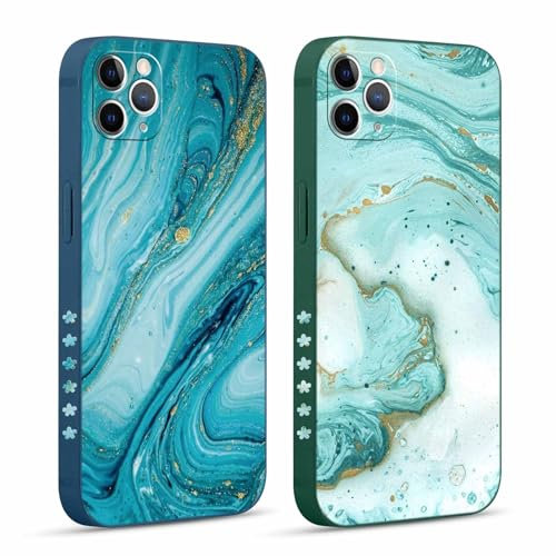 Pnakqil 2 Stück Handyhülle für iPhone 11 Pro MAX 6,5 Hülle, Grüner Marmor Glitzer Bemaltes Muster Case Silikon Weiche für Mädchen Modische TPU Dünn Stoßfeste Kameratasche Tasche Schutzhülle