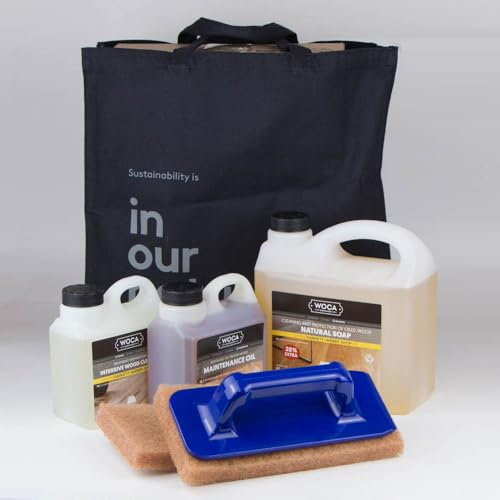 Woca Pflegetasche für geölte Holzberflächen & Parkett - Holzbodenseife, Pflegeöl & Intensivreiniger