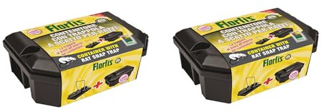 Flortis Contenitore con Trappola a Scatto e Porta Esca topicida. Kit 2 contenitori per Veleno per Topi. Esca per Topi. Uso Domestico Contro Topi. Uso Esterno/Interno a Norma H.A.C.C.P. Made in Italy.