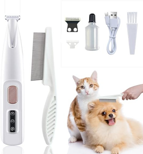 Skeadex Paw Trim Pro, Leise Pfotentrimmer für Hunde mit Flohkamm, Elektrische Haarschneidemaschine für Katzen und Hunde, Schmerzfreie Pfotenpflege in Sekundenschnelle (1pcs)