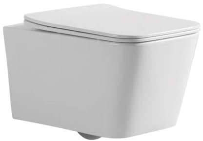 BAÑO MODERNO Inodoro Completo Suspendido - WC Inodoro Completo con Sistema Rimless Antibacterias - Vater Baño con Tapa Dura Extrafina Amortiguada - Inodoro Salida Dual - WC para Hogar Blanco (Blanco)