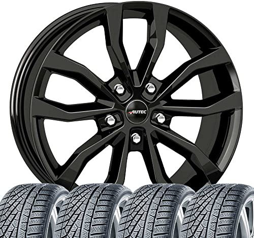 4 Winterräder Winterkompletträder Uteca 7,5x17 ET 47 5x112 Schwarz mit 225/45 R17 94W HAN Kinergy 4S 2 H750 XL FR M+S 3PMSF kompatibel mit VW Touran Sharan Passat Jetta Golf VIII Golf VII Golf VI Gol