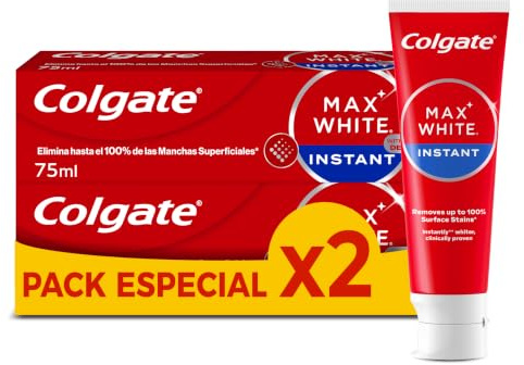 COLGATE - Max White Optic – Zahnpasta – entfernt Plaque und Oberflächenflecken, 75 ml (Packung mit 2)