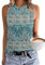 PLOKNRD Sommer Rundhals Tank Top Ärmelloses T-Shirt Damen Schräge Plissierte Oberseite Freizeit Weste Crop Top Boho grün L