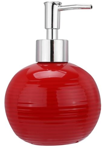 Garneck Keramischer Seifenspender Rot – Runde Nachfüllbare Pumpflasche Für Handseife - Lotion Und Duschgel – Stilvoller Pumpspender Für Badezimmer Und Küche - Hochwertige Keramik