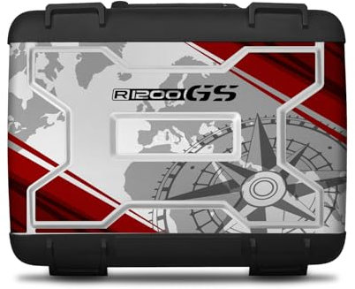 Az Graphishop Adesivi Valigie Per Modello Vario Compatibile con Bmw R 1200 GS 2006-2012 Protezione dai Graffi VV1-002-NWS (Rock Red, Destra + Sinistra)