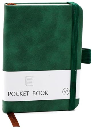 CiciIng Notizbuch Klein A7, Taschennotizbuch mit Gummizugverschluss, Mini Notizbücher mit Stifthalter, Taschen Journal Notizblock für Schule Büroarbeiten (Grün)