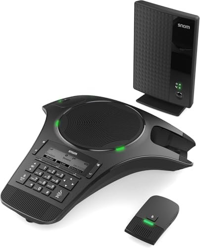 Snom C620 Schnurloses DECT Konferenztelefon - Konferenzmikrofon & Konferenzlautsprecher mit 2 kabellosen Mikrofonen, 50m Reichweite, 24h Gesprächszeit, Erweiterbar, Schnurloses Telefon