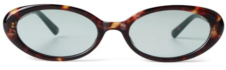 Laurinny 90er Retro Sonnenbrille für Damen Herren Kleine Schmal Retro Oval Sonnenbrille Gläser(Leopard/Grün)