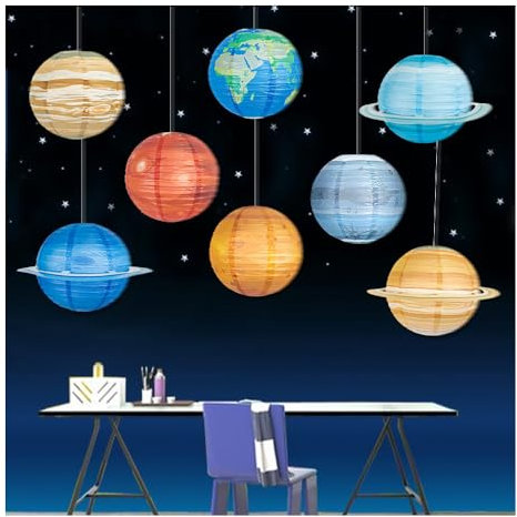 YZROHYI 8 Stück Planeten Laterne Weltraum,Lampions Bunt Planeten Deko Hängend,Solarsystem Planeten Girlande,Weltall Dekoration,Papierlaterne Lampenschirm,Planeten Sonnensystem Zum Aufhängen für DIY
