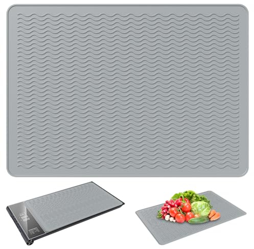 Piastra di copertura per forno 71x51 cm, tappetino in silicone resistente al calore, copertura per forno impermeabile per piano cottura a induzione e vetroceramica, sottopiatto ignifugo (Grigio, 70 x