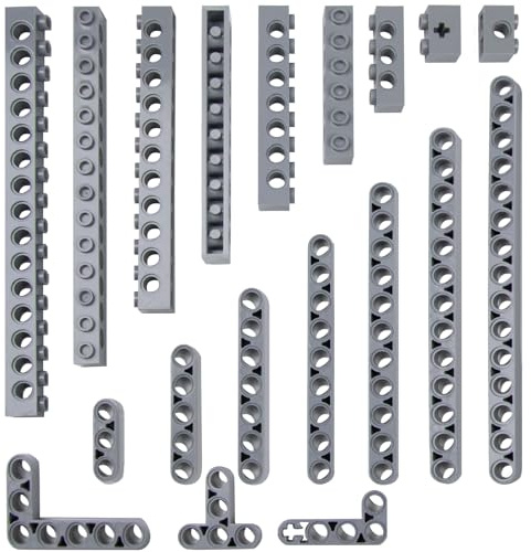 114 Stück Technische Bauteile-Set – 1-16 Noppen, T-förmig & L-Träger (Gray) | Technical ersatzteile mit Liftarm, Lochbalken , Kompatibel mit großen Marken, Spielzeug für Jungen, Erwachsene