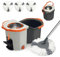 Wischmopp Set mit Eimer, Bodenwischer Komplett Set mit verstellbarem Edelstahlstiel & Fußpedal, faltbarem Putzeimer mit Auswringfunktion 3 Mikrofaser-Pads freihändiges Auswringen für Laminat(Hellgrau)