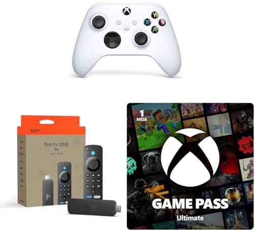 Amazon Fire TV Stick 4K + Controller Xbox Robot White + 1 mese di Game Pass Ultimate