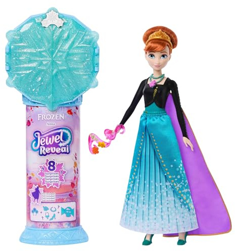 Mattel Disney Frozen 2 Anna Fashion Doll Surprise Set, Spin & Reveal | 8 Surprises, Including Snowflake Gem Box, Ring for Child, Gale Accessory & 8 Play Pieces, Posable & Collectible, JJY37