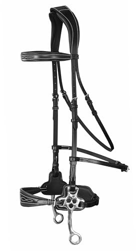 Exion Nova Hackamore Bridle for Horses – Anatomical Bitless Bridle with Rubber Reins | Anti‑Pressure Crownpiece | Vegetable-Tanned Leather | Size Full, Cob, Pony & Over (Black, Cob) (Black, Full)