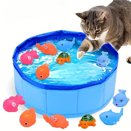 Alfombra de Agua for Gatos, Juguete de Piscina con Agua for Peces, Juguete portátil de plástico, Alfombra de Juego for Gatos de Interior, Juguete Interactivo for Gatos(8 * 50cm)