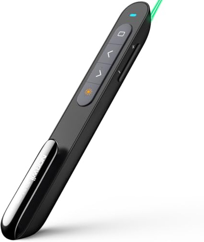 Norwii N76 Aufladbare Bluetooth Präsentationsfernbedienung für PowerPoint | ①2.4 GHz Wireless Presenter mit Grüner Laserpointer②Slide Wechsel mit Programmierbare Tasten für Lehrer/Schule/Büro