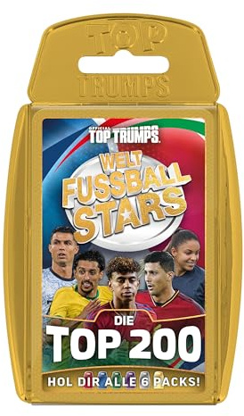 Top Trumps Weltfussballstars Top 200 Pack 6 Kartenspiel für Kinder – Klassisches Top 200 Pack 6 WFS Lernkartenspiel für Fußballfans – 2+ Spielern ab 6 Jahren – Deutsch