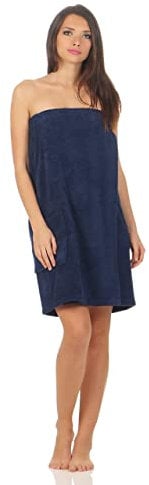 Class Home Collection Saunakilt Damen – Weiches Baumwolle Frottee Saunahandtuch mit Klettverschluss, ideal als Saunatuch, Saunazubehör, Hamamtuch, tragbare Badetücher für Sauna & Wellness, Navy