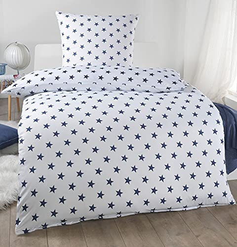 DreamHome Hochwertige Microfaser Bettwäsche Bettbezug 135x200 + Kissenbezug 80x80 Sterne Stars pink/blau, Design - Motiv:Design 2