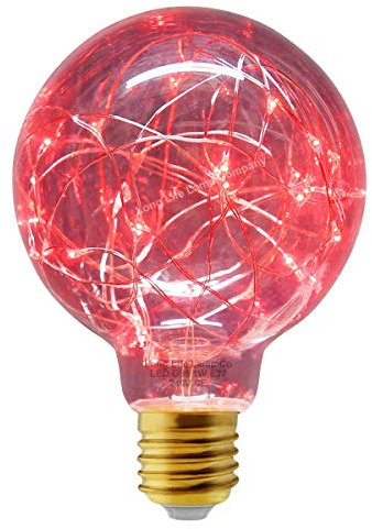 1w G95 Globe LED Industrial Decorative Light Bulb Coloured Fairy String Filament E27 (Red)