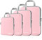Compression Packing Cubes 3/4er Set, Gonex Kleidertaschen 4-teilig Verpackungswürfel, Kleidertaschen Set, Kofferorganizer Reise Würfel, Rosa(4er), L
