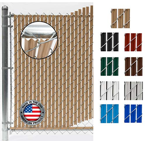 FenceSource Wave Slat (9 Colors) Single Wall Bottom Locking Privacy Slat for 4', 5', 6', 7' and 8' Chain Link Fence (4 ft, Beige)