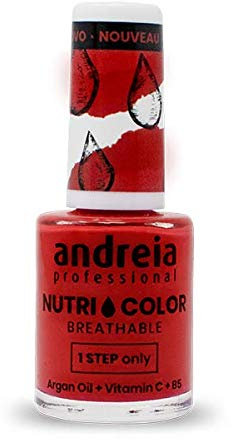 Andreia Professional NutriColor Breathable Nail Polish - Vegan and Cruelty-Free DIY Nail Art Nail Polish with Long Lasting Gloss Finish Colour NC17 Red 10.5ml