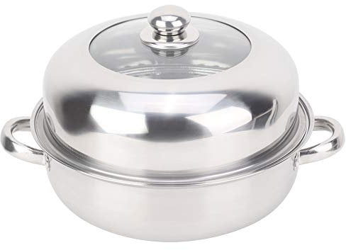 Nikou Steamer Cooking Pan Steam Pot Veg Basket, Pila de acero inoxidable y Juego de ollas de vapor para utensilios de cocina Cocina doméstica, 28 cm