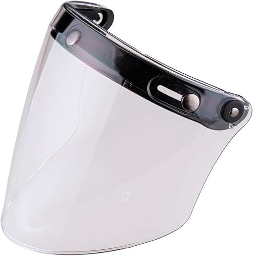 VCOROS Straight Retro Vintage Viseira Bolha Motorcycle Helmet Lens Bubble Shield Visor Glasses Open Face Suitable For All 3 Snap Scooter Helmet (Transparent)