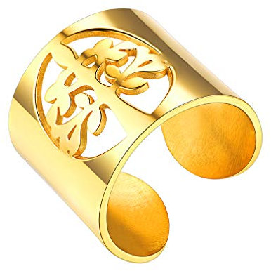 FaithHeart Bague Ouvert Réglable Bijoux Arbre de Vie en Acier Inoxydable 316L Bague en Or pour Homme Cadeau Noel