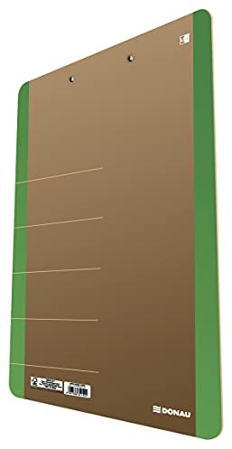 DONAU LIFE 2710001FSC-06 Klemmbrett/ Schreibbrett/ Clipboard/ Klemmbrettmappe A4 Hart-Karton/Pappe mit Metallclip/ Starke Klemme mit abgerundeten Ecken| Farbe - Grün/ ideal für Büro Schule und Zuhause