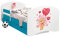 Happy Babies - Doppelseitiges KINDERBETT MIT SCHUBLADE Modernes Design mit sicheren Kanten und Absturzsicherung Schaumstoffmatratze 7 cm Blau (Bär mit Luftballons, 190x90)