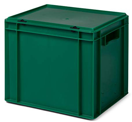 1a-TopStore Design Aufbewahrungsbox mit Deckel | Stapelbox stapelbar | 5 Farben | 8 Größen (40x30x33 cm, grün)