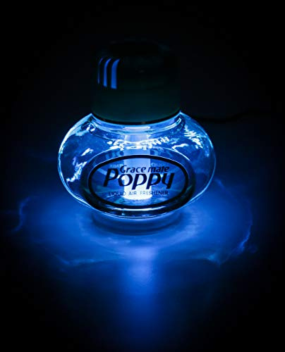 Lufterfrischer Original Poppy, LED-Beleuchtung 5 Volt USB-Stecker, 5 LEDs 7 Farben Farbwechsel, Duft Inhalt 150 ml, für LKW, PKW (Pinie)