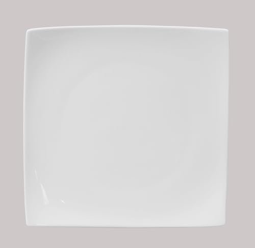 HomeVss, Set di 6 piatti quadrati in porcellana Bone China, 26,7 cm, colore: Bianco