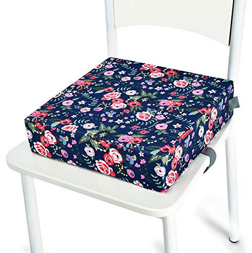 Coussin Rehausseur Chaise Enfant Portable Réhausseur Coussin De Siège, Fansu Cartoons Eponge Confortable Coussins avec Longue Sangle pour Siège Chaises Hautes Chaises de Jardin (Rose bleue)
