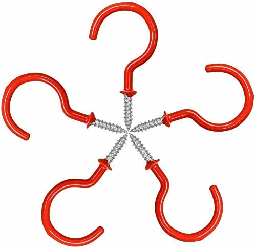 TRTO 10Pcs Red Plastic Coated Cup Hooks 32mm Metal Hanging Storage Towel Kitchen Mug