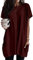 Minetom T-Shirt Damen Sommer Rundhals Kurzarm T Shirt Locker Lang Tshirt Oberteil Longshirt Lose Tshirts mit Tasche Oversized Tee Tops A Weinrot XXL