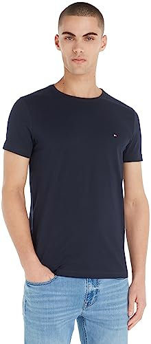 Tommy Hilfiger Herren T-Shirt Kurzarm Core Stretch Slim Fit, Blau (Desert Sky), XS