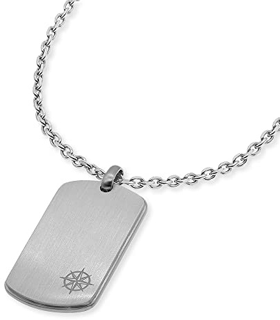 SAVE BRAVE Barney Silberne Herren Halskette - Edelstahl Gravurplatte Silber - Karabinerverschluss - Länge: 50 + 10cm - Ohne Nickel und Blei - Inkl. Schmuckverpackung