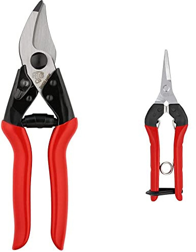 FELCO CP Universalschere für Haushalt + Garten & Ernte-/ Leseschere Nr. 321 (für Obst- / Blumen + Gemüsestiele, kompakte Schere mit Stahlgriff, für Rechtshänder + Linkshänder, Länge 177 mm) FELCO 321